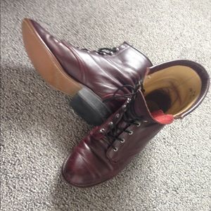 Purple leather boots